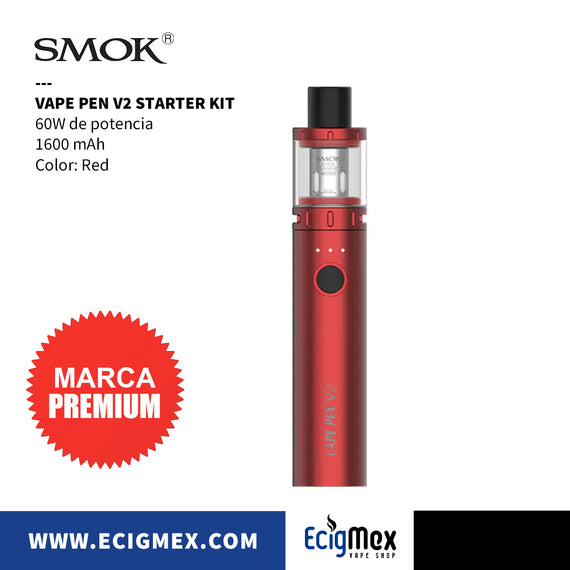 Kit de Vapeo Smok Vape Pen V2 1600 mAh 60W varios colores diseño Pen Style