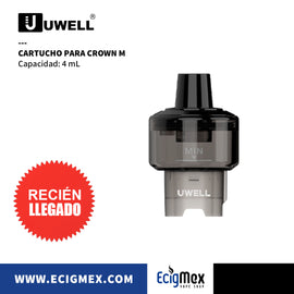 Cartucho para Pod Mod Uwell Crown M Capacidad 4.0 mL Diseño negro traslúcido