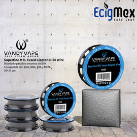 Alambre Vandy Vape Ni80 Superfine MTL Fused Clapton Wire para RDA RBA RTA 3.5 ohms