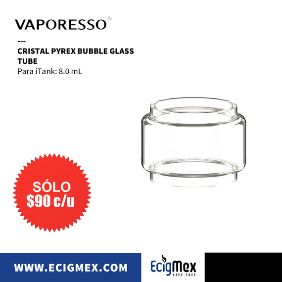 Cristal Pyrex Glass Tube para Atomizador Vaporesso iTank de 5 y 8 mL de capacidad