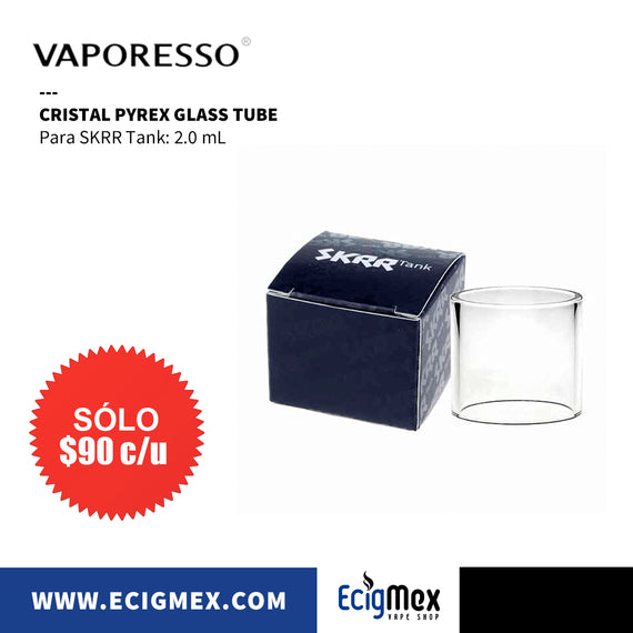 Cristal Pyrex Glass Tube para Atomizador Vaporesso SKRR Tank 2 y 8 mL de capacidad