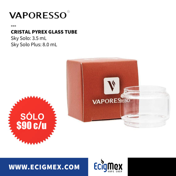 Cristal Pyrex Glass Tube para cigarro electrónico Vaporesso Sky Solo y Sky Solo Plus