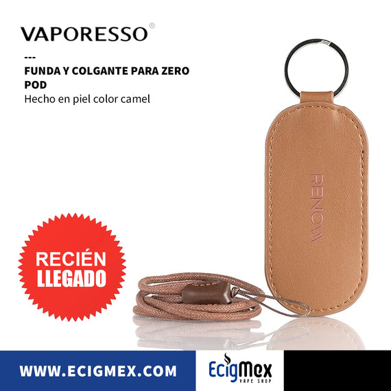 Funda y Colgante para Vaporesso Zero Pod Material Piel Color Camel Complemento Original y Práctico