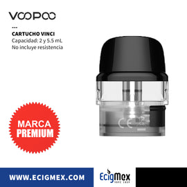 Cartucho Voopoo Vinci Cartrigde 5.5 ml color negro traslucido