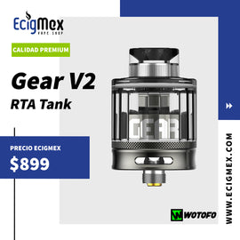 Atomizador Reconstruible Wotofo Gear V2 RTA Deck para Single Coil capacidad 3.5 mL